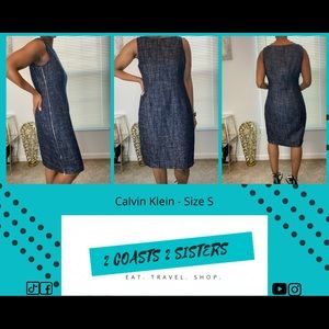 Calvin Klein Blue w/ Sparkle Zip Dress size 10